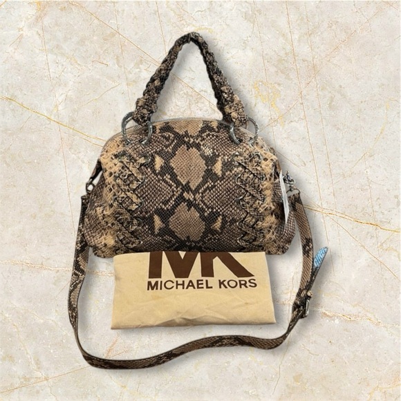 Michael Michael Kors Kenton Python Embossed Leather Large Satchel NWT MSRP $498 - Picture 3 of 15
